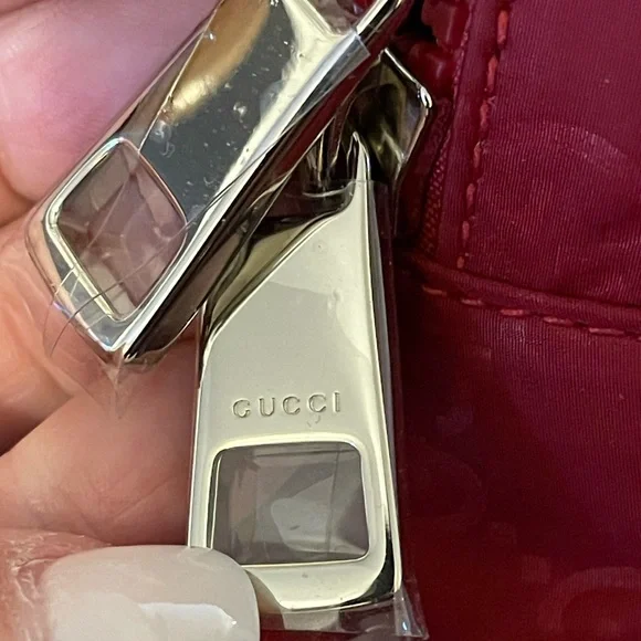 GUCCI Nylon Monogram Double Buckle Flap Messenger Bag Vibrant Red - Picture 7 of 16